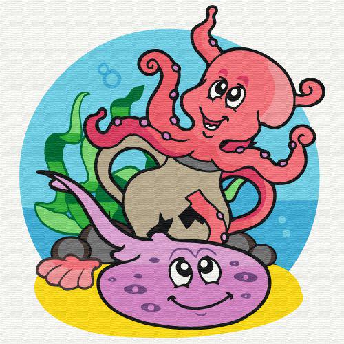 Картина по номерам Осьминожка и скат 30х30 см (201288)
