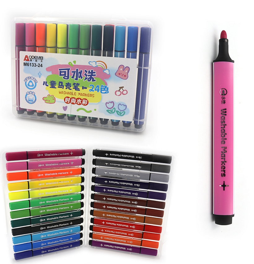 Набір маркерів Aodemei Washable 24 кольори трикутний корпус - фото 2