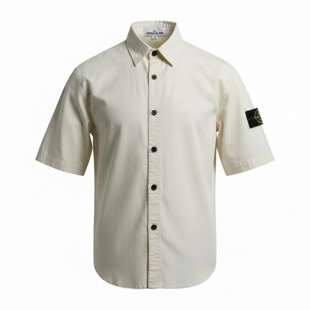 Рубашка мужская в стиле Stone Island Old Effect Short Sleeve Overshirt M Sand (SI11005.1M)