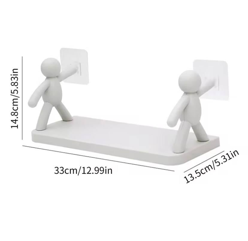 Подвесная полка на стену самоклеющаяся универсальная с человечками Белая (8ce6f667) - фото 5 Подвесная полка на стену самоклеющаяся универсальная с человечками Белая (8ce6f667) - фото 5