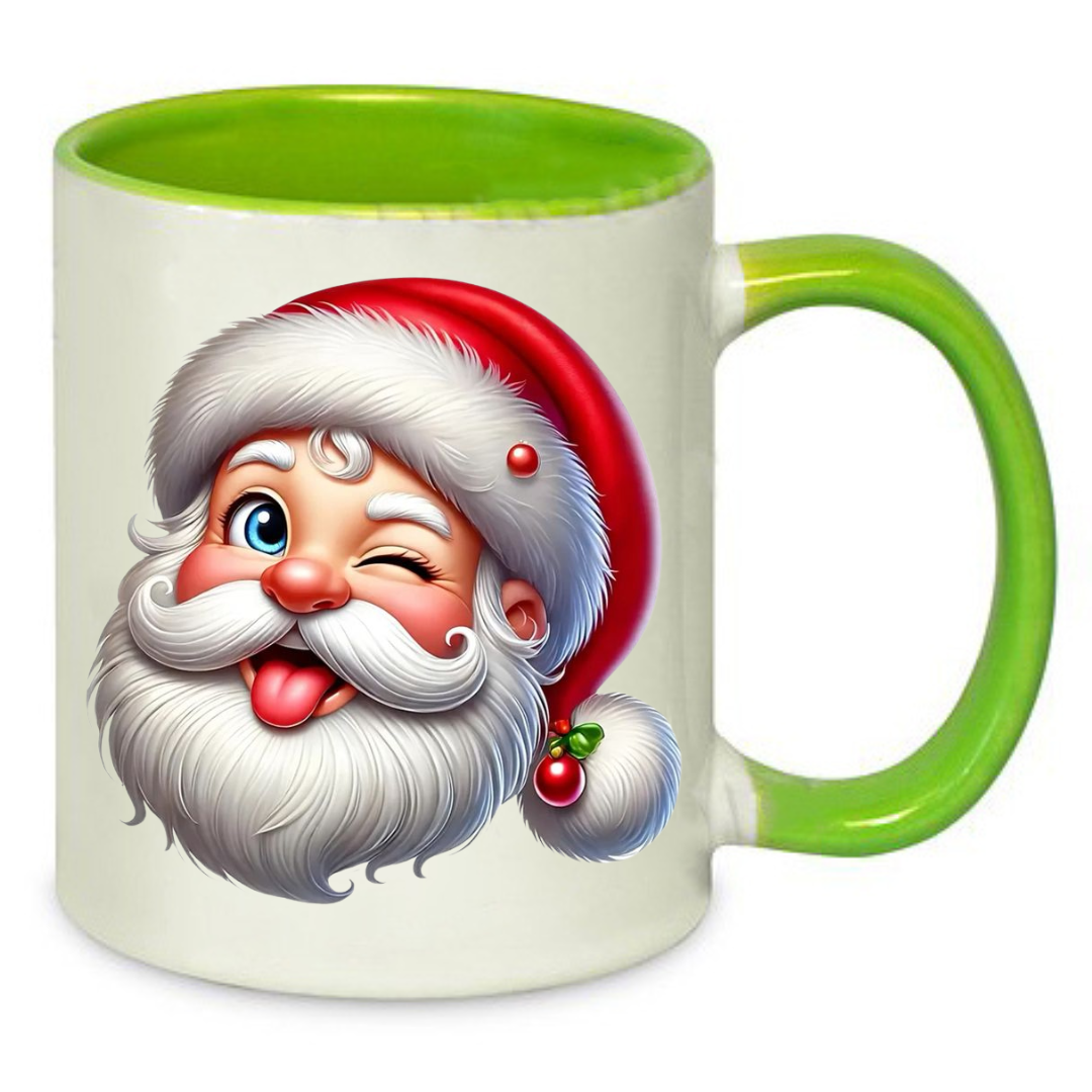 Чашка с принтом Санта 330 мл Белый с салатовым (001194)