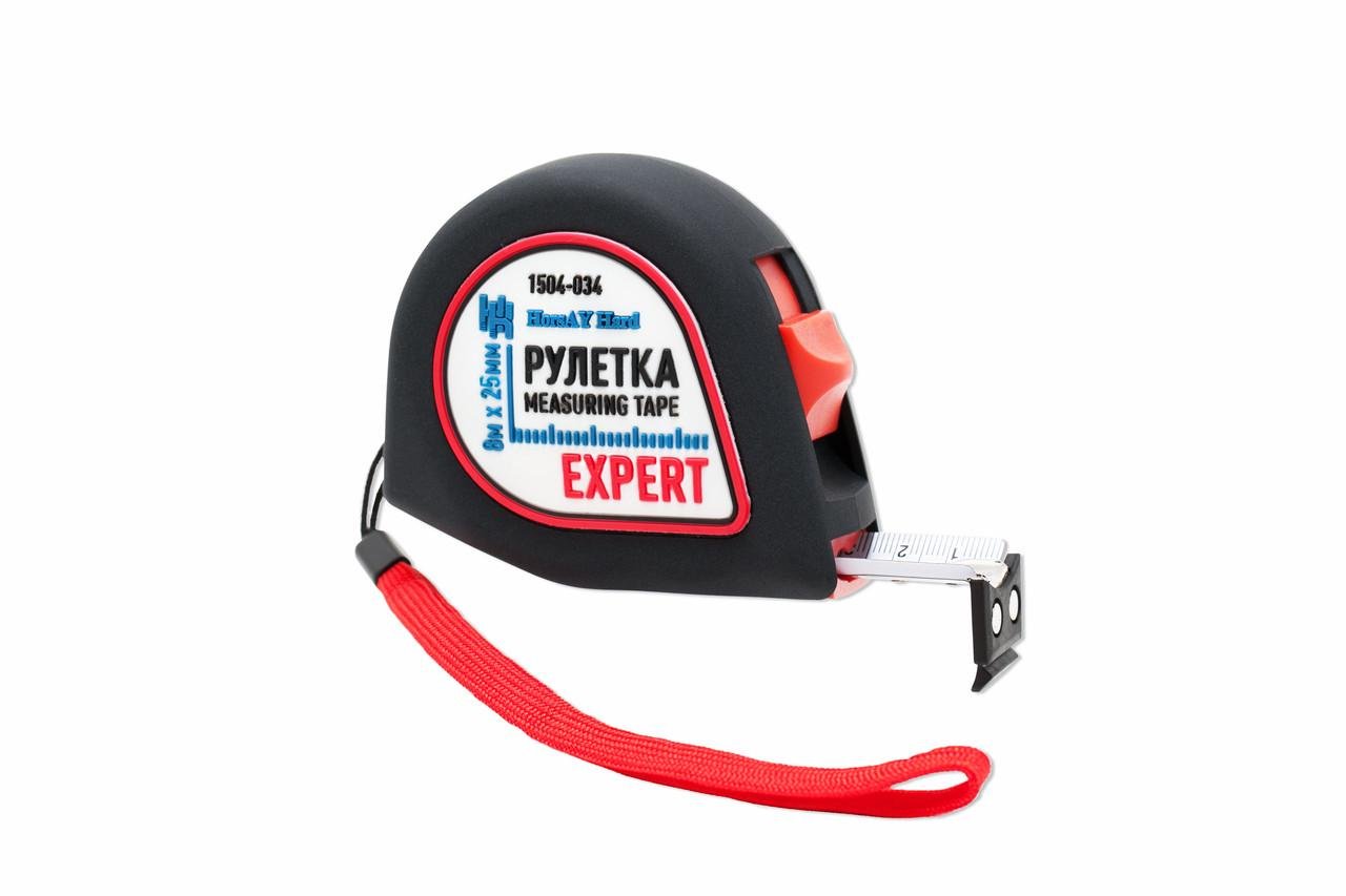 Рулетка HorsAY Hard EXPERT магнитный обрезиненный зацеп 8 м 25 мм (1504-034)