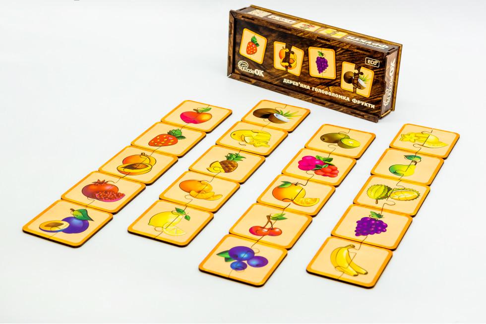 Сортер пазл головоломка деревянная детская розвивающая PuzzleOK Фрукты 40 деталей