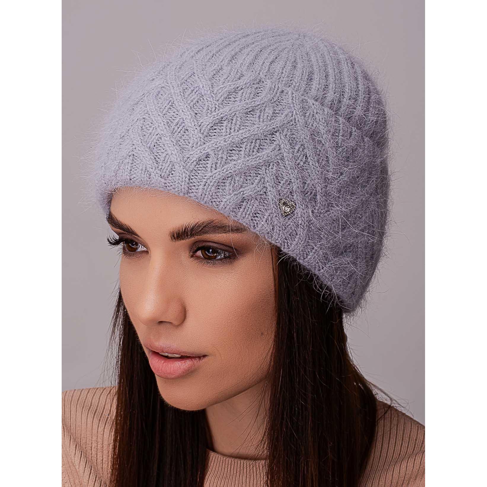 Шапка жіноча ангорова утеплена флісом Leks Мадонна з візерунком на відвороті Метал - фото 1 Шапка жіноча ангорова утеплена флісом Leks Мадонна з візерунком на відвороті Метал - фото 1