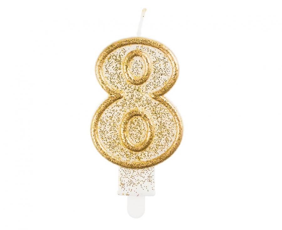 Свічка в торт 8 Godan глітерна 8 см (5902973103861)