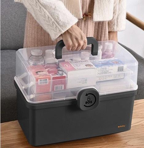 Аптечка-органайзер трехярусная для хранения медикаментов Серый/Прозрачный - фото 12 Аптечка-органайзер трехярусная для хранения медикаментов Серый/Прозрачный - фото 12