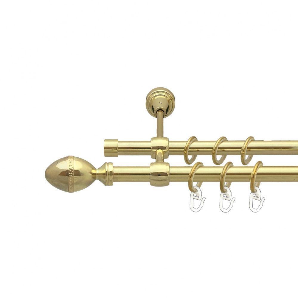 Карниз для штор Orvit Фарже двухрядный гладкий 16/16 мм 300 см Золотой (00-00014462)