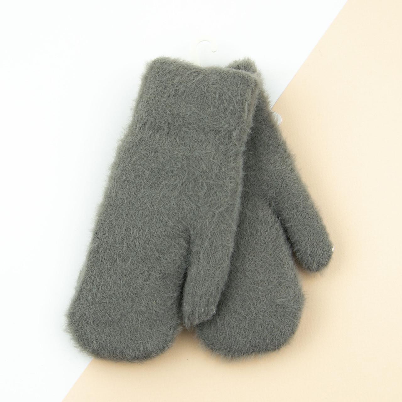 Рукавиці підліткові вовняні зимові 7-10 років Сірий (23-7-44a)