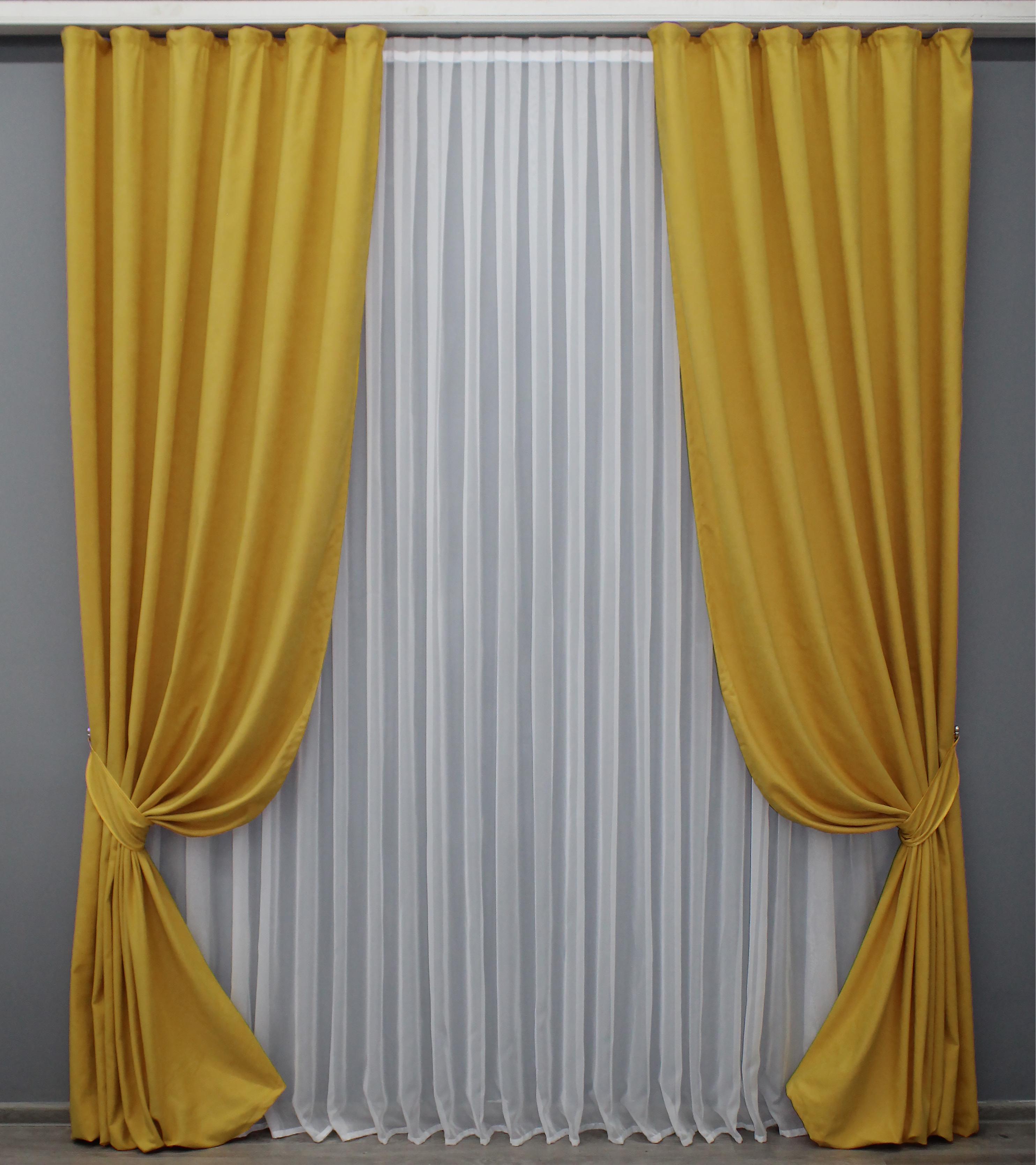 Комплект штор VR-Textil Petek №1505ш микровелюр 100х290 см 2 шт. Желтый (31-751)