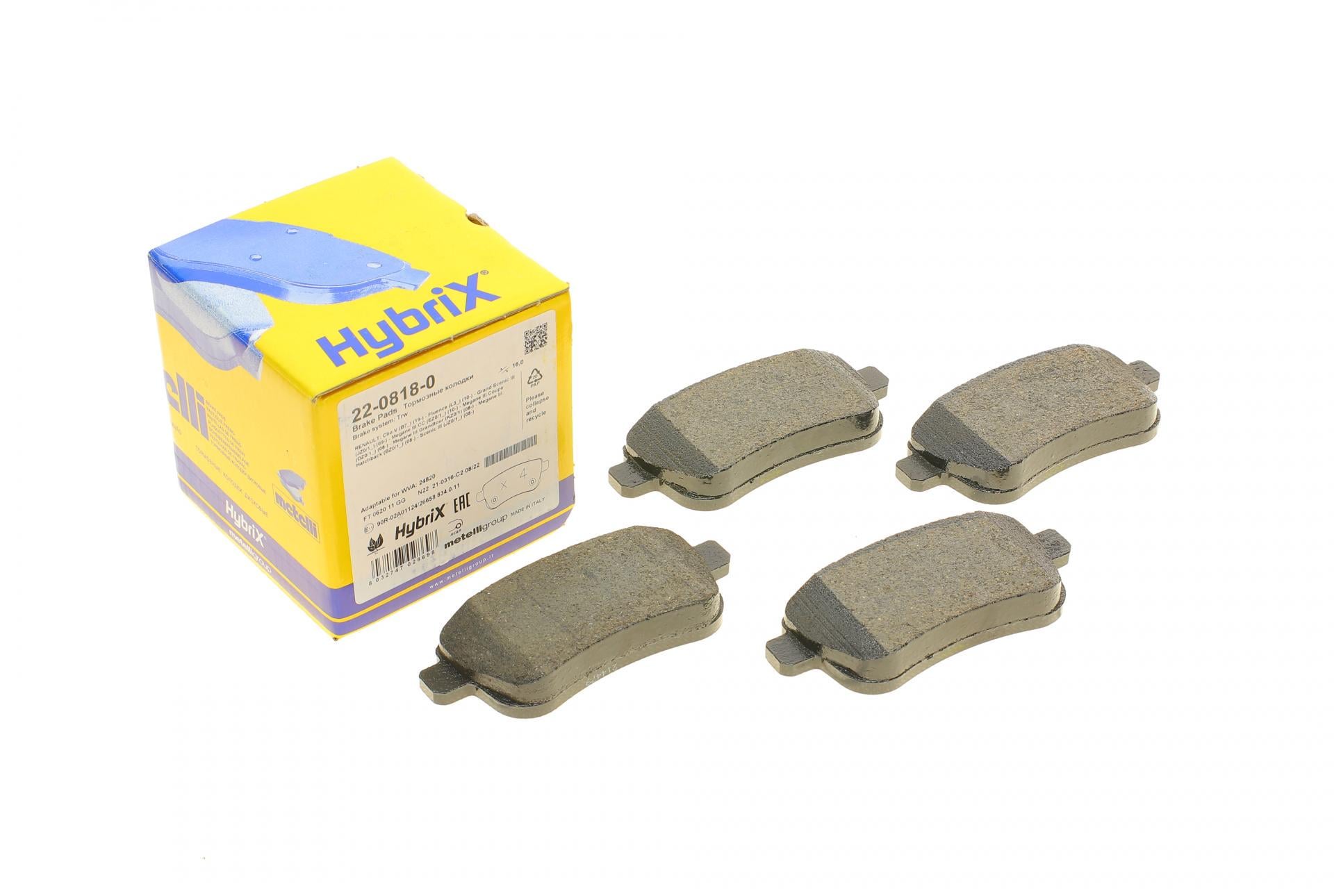 Колодки тормозные задние METELLI для Renault Megane III 08-/Grand Scenic III/Fluence 09- (22-0818-0)