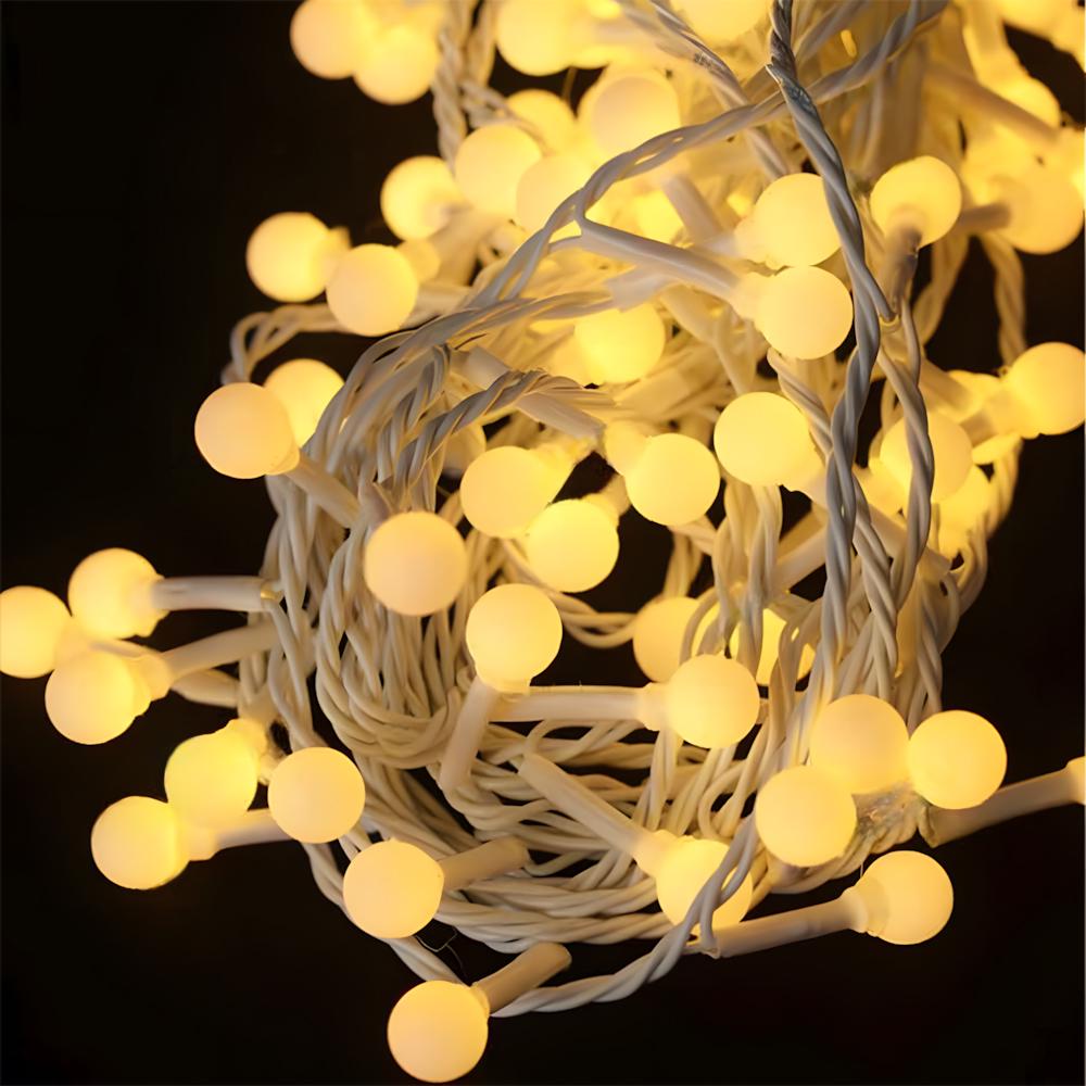 Гірлянда світлодіодна Кульки на ялинку 200 LED 10 мм 10 м білий провід Теплий білий - фото 1 Гірлянда світлодіодна Кульки на ялинку 200 LED 10 мм 10 м білий провід Теплий білий - фото 1