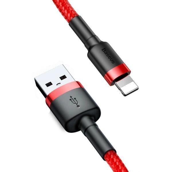 Кабель для быстрой зарядки BASEUS Cafule Cable USB to Lightning 2,4 A 1 м Red (CALKLF-B09) - фото 2