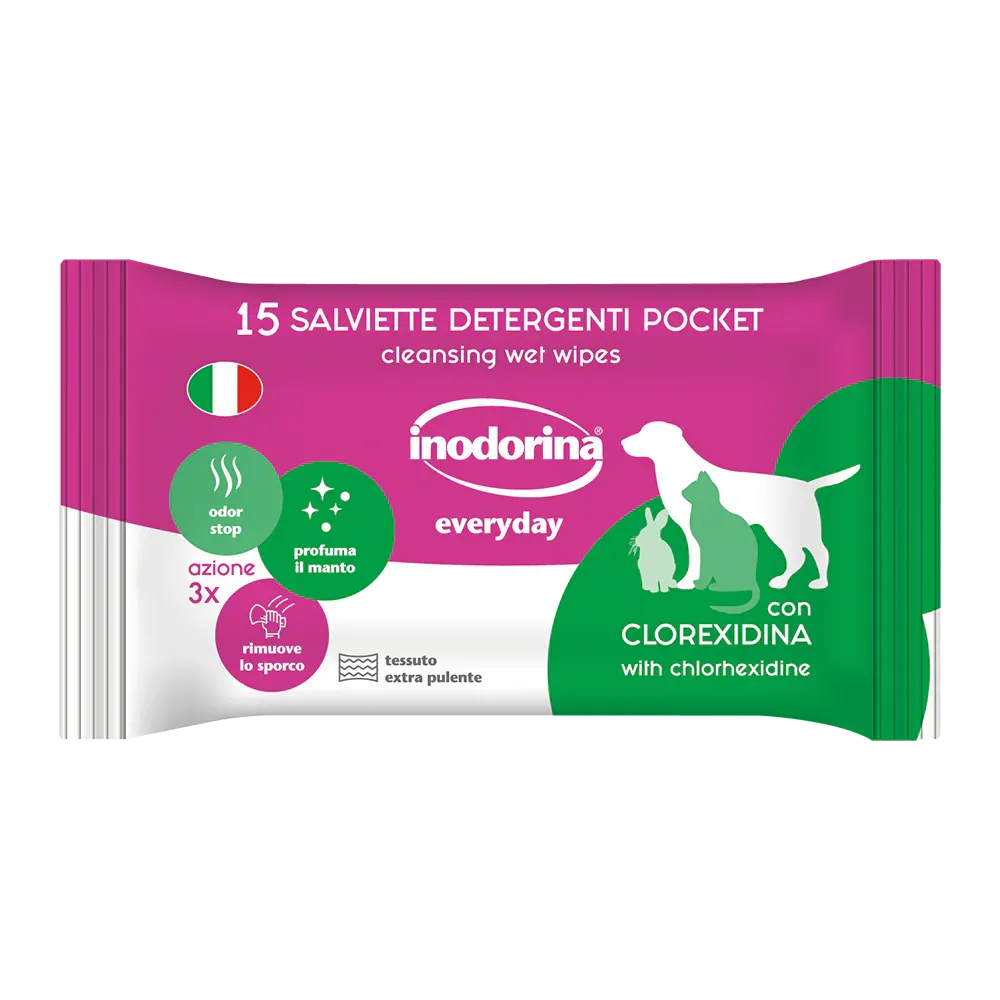 Салфетки влажные для кошек и собак Inodorina Everyday Clorexidina с хлоргексидином и морским ароматом 15 шт. (26755835)