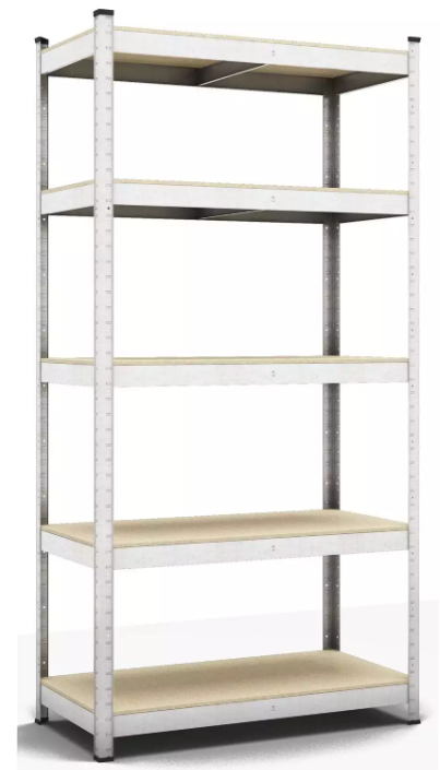 Стеллаж 5 полок МДФ универсальный прочный и оцинкованный из металла не портит пол 180х90х40 см Серебристый (1800711808)