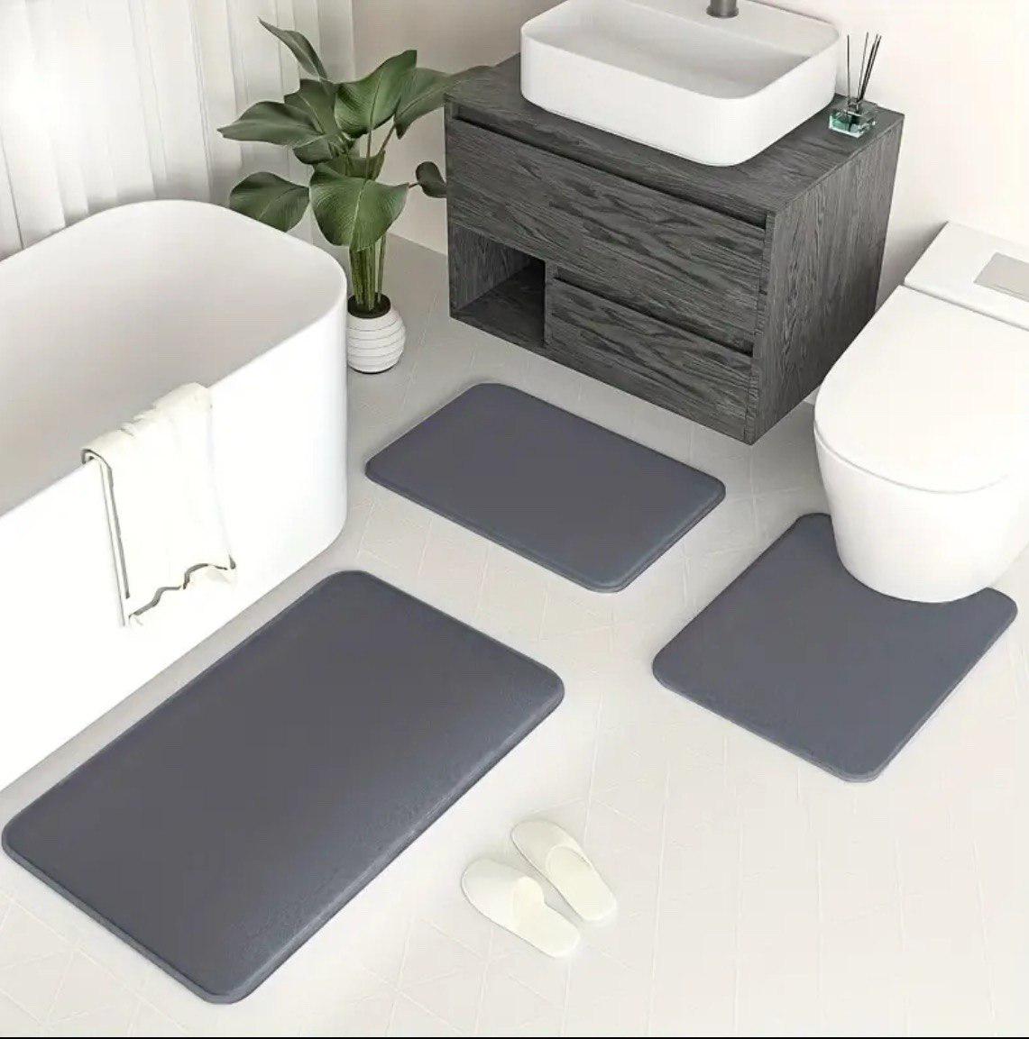 Набор ковриков в ванную и туалет Smooth Premium Memory Foam 3в1 80х50/60х40/60х50 см Графитовый (NKMaxSmooth0003) - фото 6