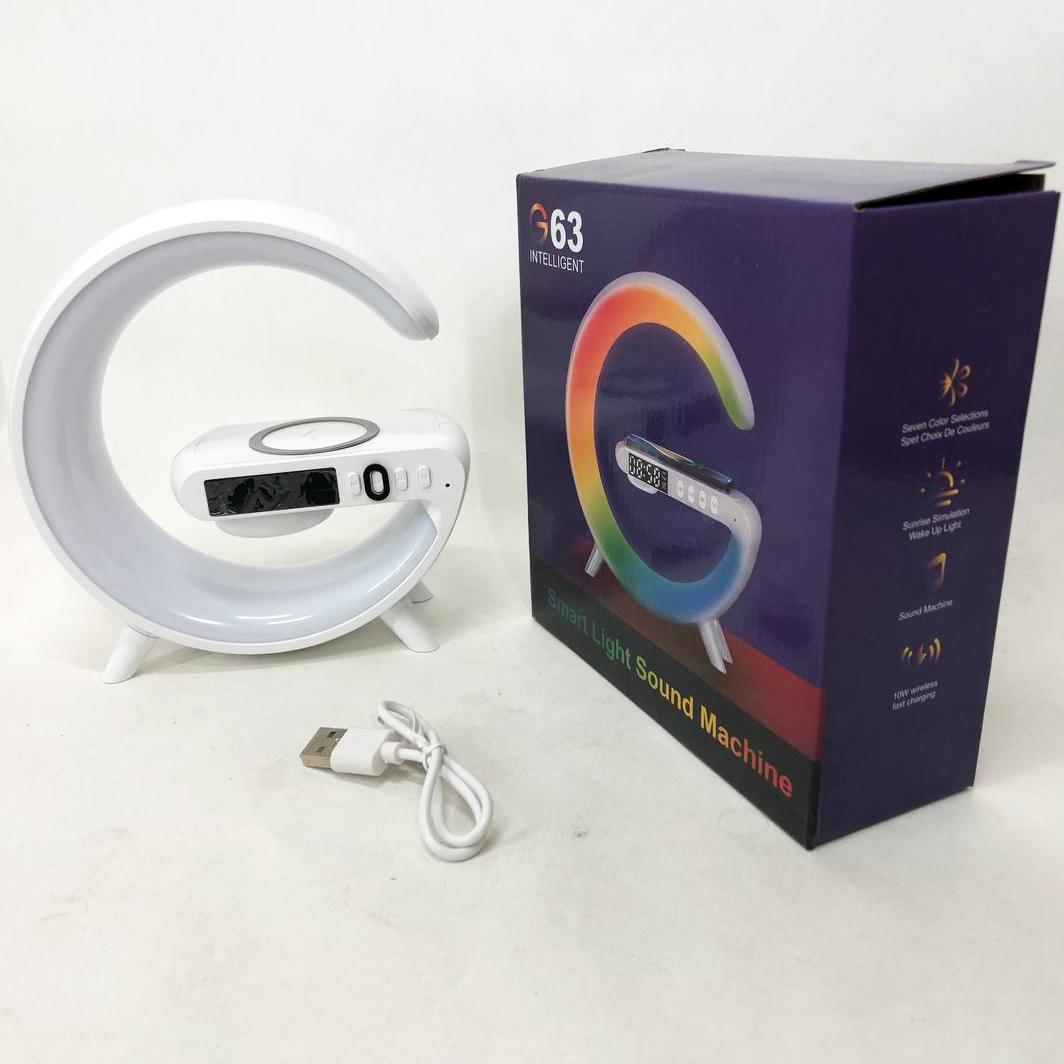 Ночник G63 мини с Bluetooth колонкой/беспроводной зарядкой 10W часами и RGB подсветкой - фото 17 Ночник G63 мини с Bluetooth колонкой/беспроводной зарядкой 10W часами и RGB подсветкой - фото 17