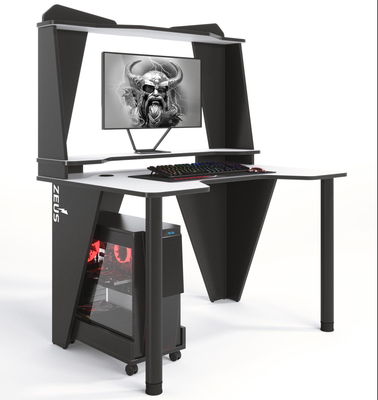 Стол геймерский Zeus IVAR-2 с надстройкой ЛДСП 1200 мм Альпийский/Черный (IV-214) - фото 3 Стол геймерский Zeus IVAR-2 с надстройкой ЛДСП 1200 мм Альпийский/Черный (IV-214) - фото 3