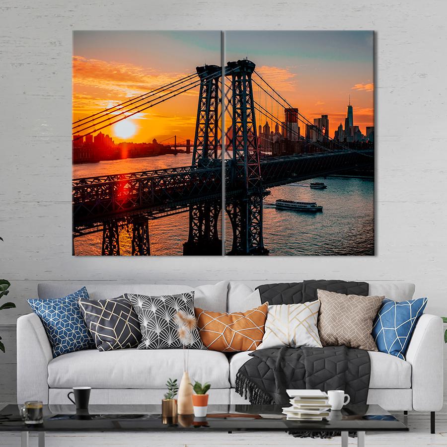 Настенний декор Вильямсбургский мост в Нью-Йорке 71x51 см (A760-2)
