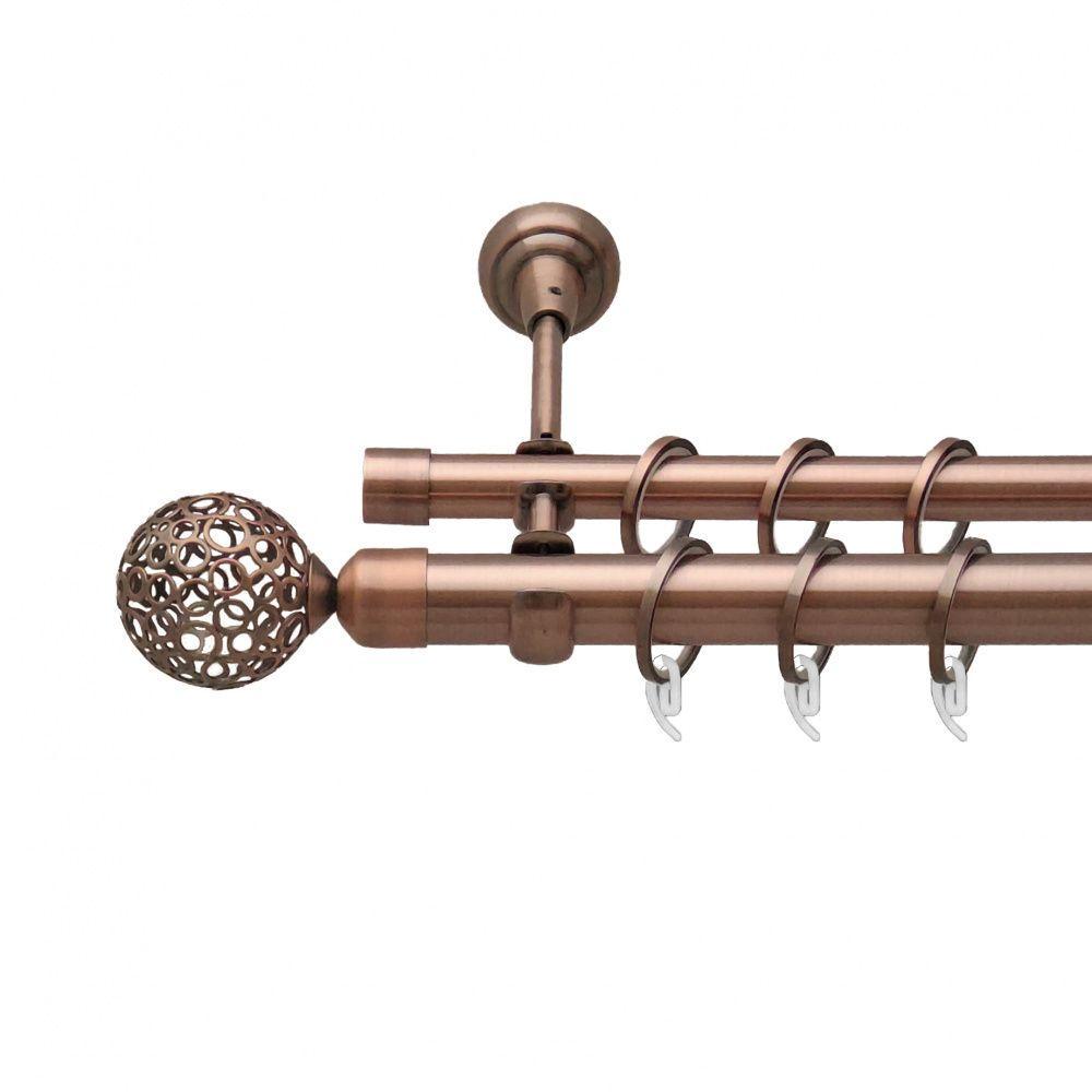 Карниз для штор Orvit Савона двухрядный гладкий 240 см Античная медь (6951002)