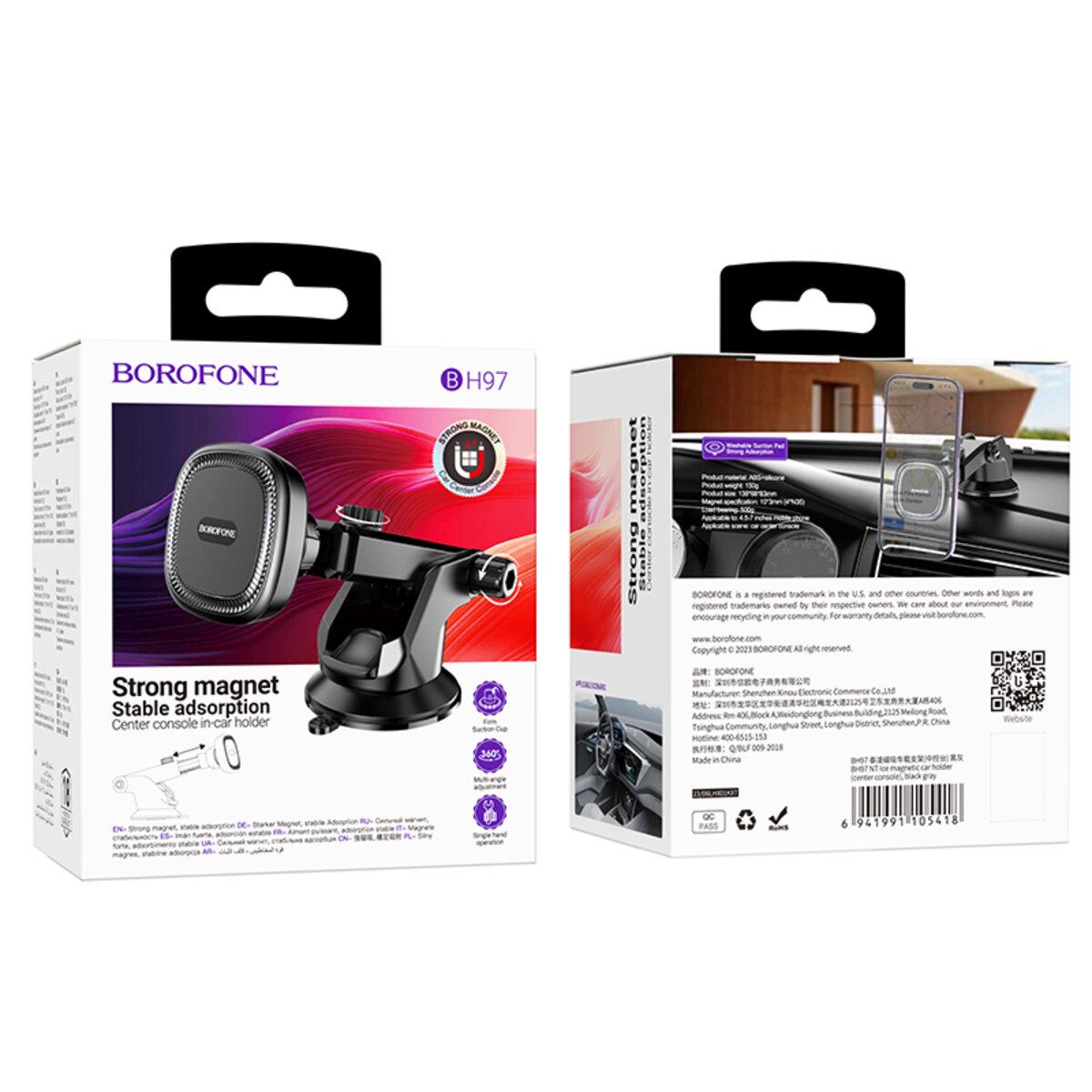 Тримач для телефону в машину Borofone BH97 NT Ice magnetic car holder Black (20359395) - фото 5