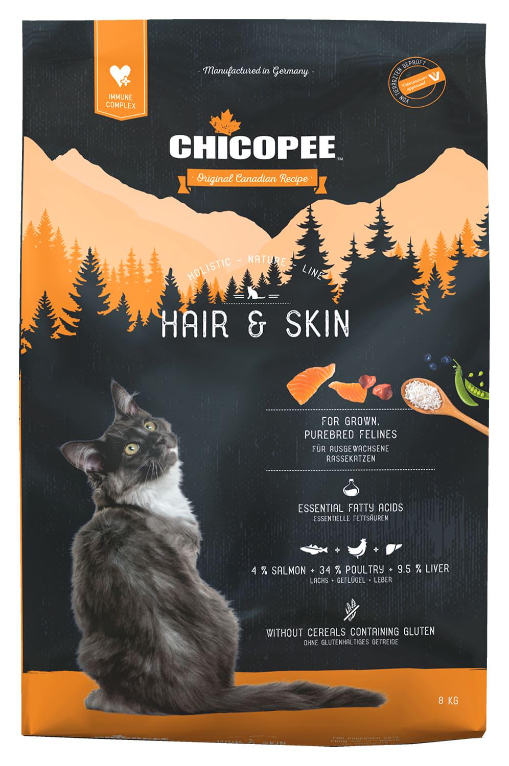 Корм сухий для котів Chicopee HNL Cat Hair & Skin 8 кг (018104)