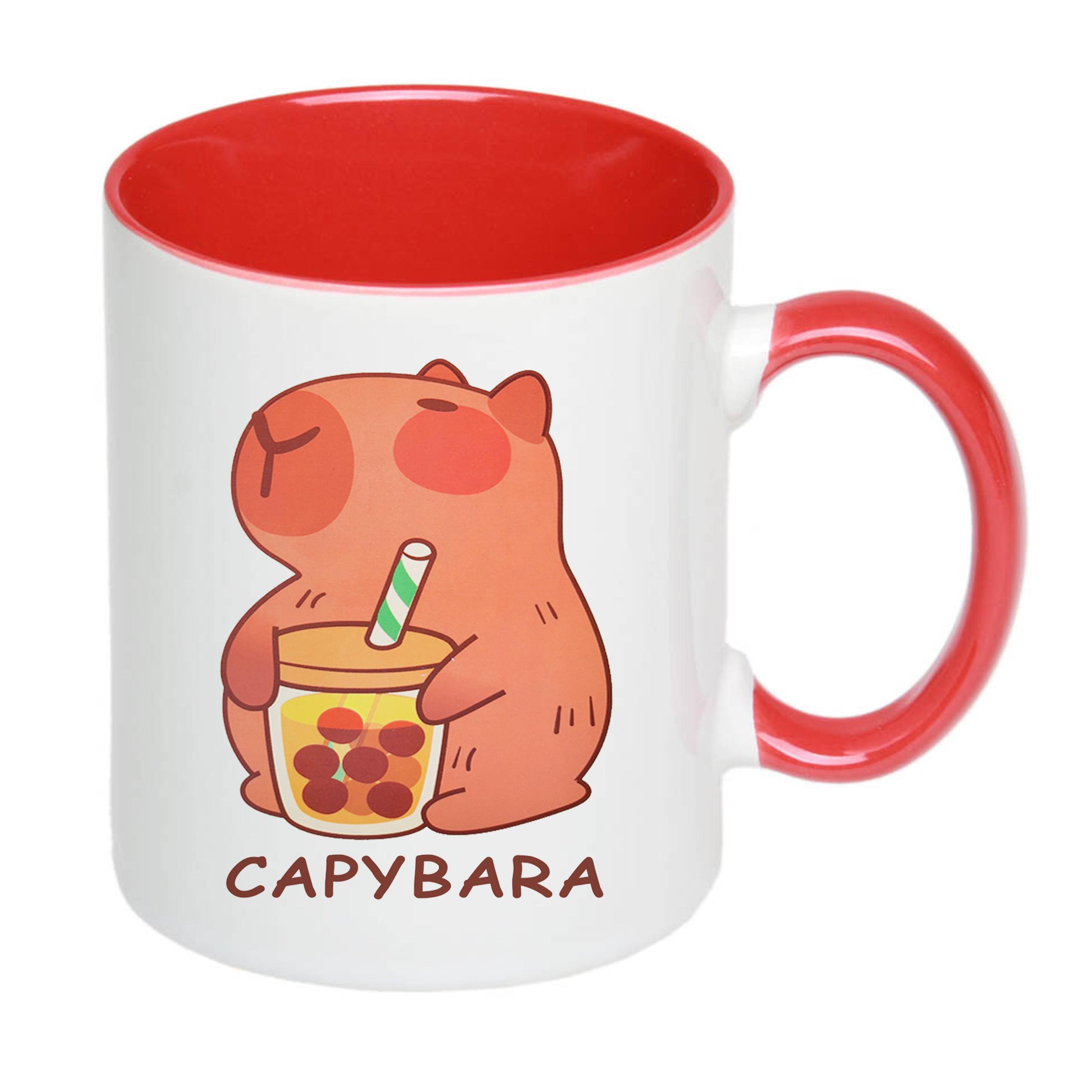 Чашка з друком Капібара 330 мл Червоний (23946) - фото 2