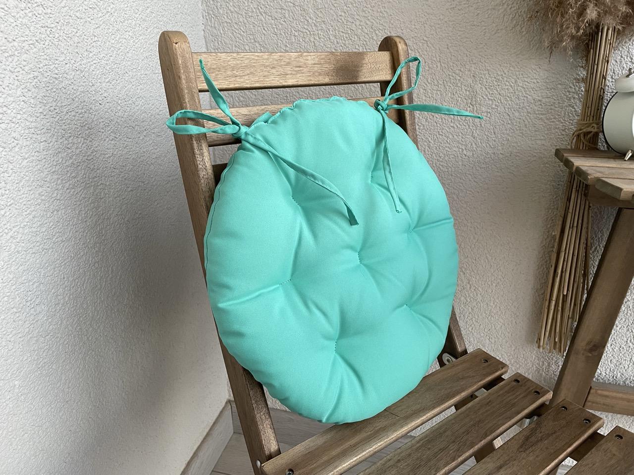 Подушка на стілець з зав'язками кругла Color 40х40х5 см Ментоловий - фото 3