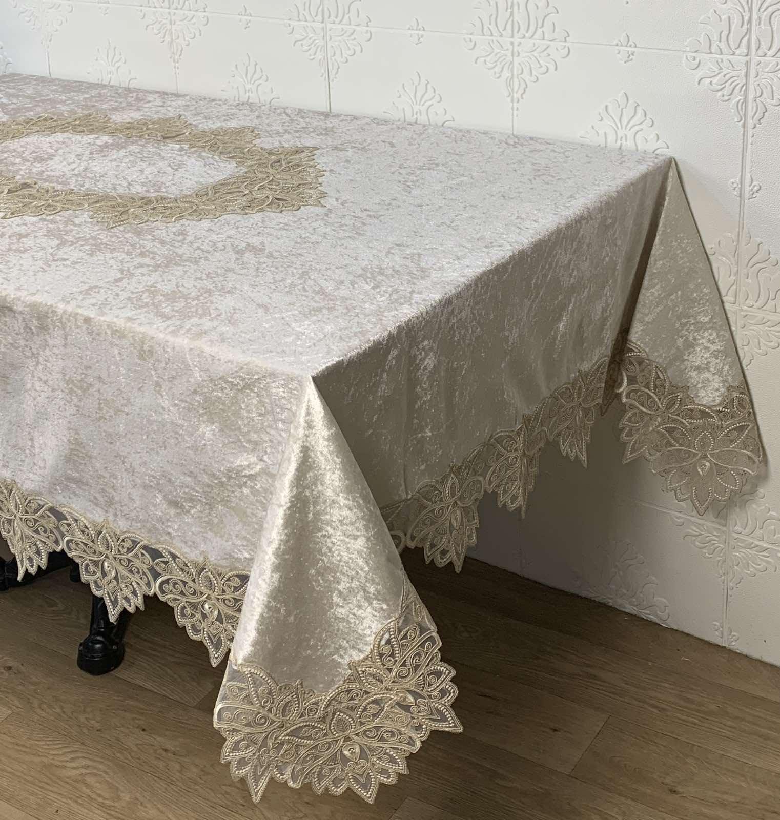 Скатертина велюрова Acme Tekstil PVS Melek 160x220 см Cappucino (CN30254)
