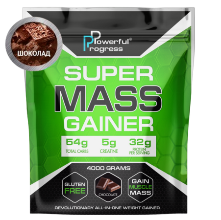 Гейнер высокобелковый для набора массы Powerful Progress Mass Gainer Шоколад 4 кг (7450) - фото 1