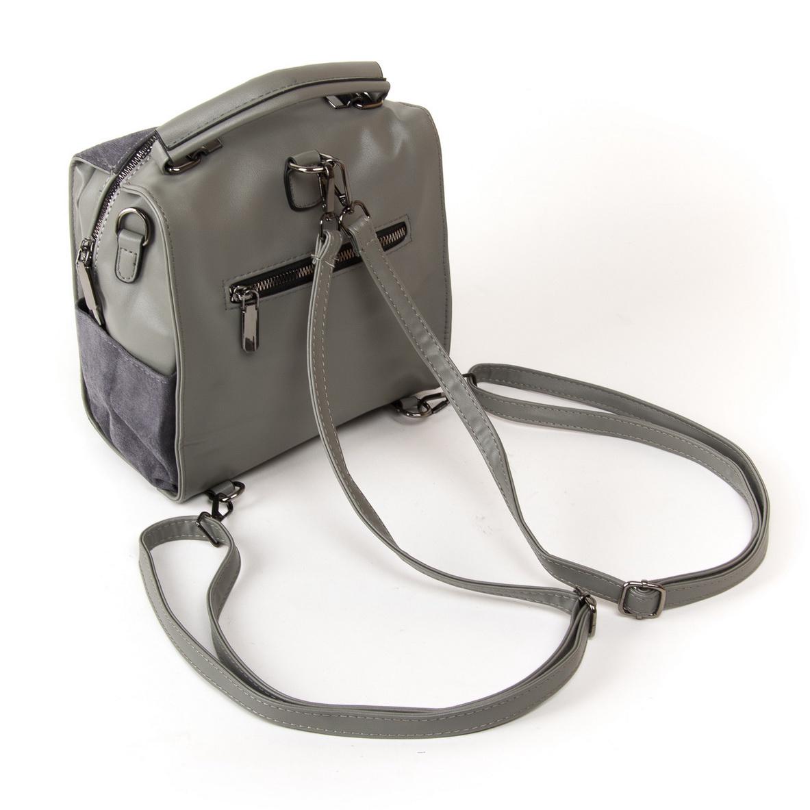 Женская модельная сумка-рюкзак из замша Fashion 0463 Серый - фото 2 Женская модельная сумка-рюкзак из замша Fashion 0463 Серый - фото 2