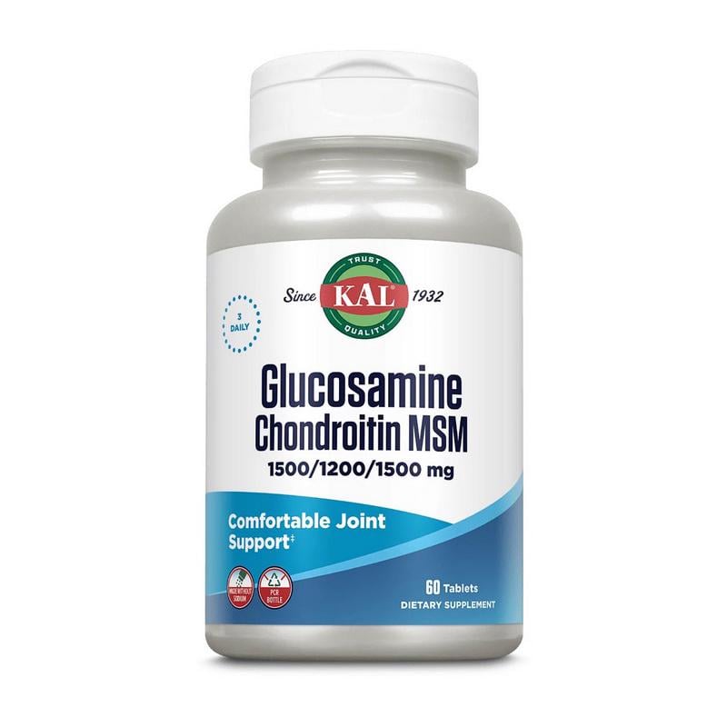 Глюкозамін хондроїтин і MSM з вітаміном C KAL Glucosamine Chondroitin MSM 60 табл.