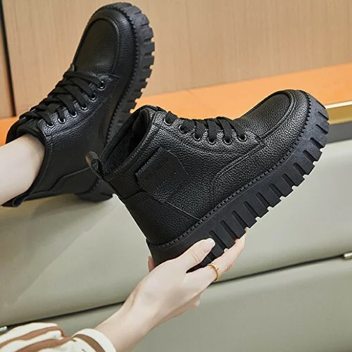 Ботинки женские с высокой подошвой C00226-5 39 23,5 см Черный - фото 3 Ботинки женские с высокой подошвой C00226-5 39 23,5 см Черный - фото 3