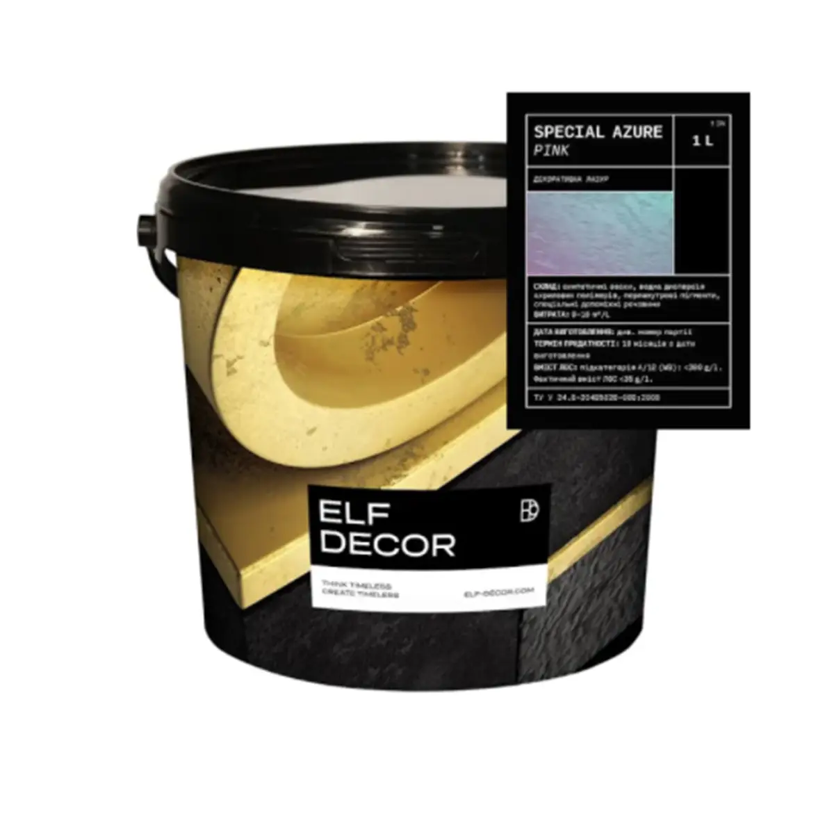 Лак для декоративного покрытия металлизированный Elf Decor Azure 1 л Розовый (2783430418)