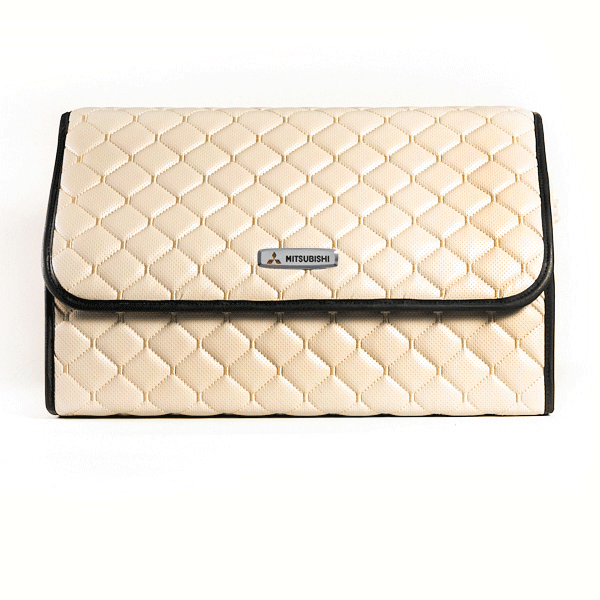 Сумка-органайзер с лого Mitsubishi в багажник CarsBAG Экокожа 30x50x30 см Бежевый (acb-1036-6-30х50х30-028)