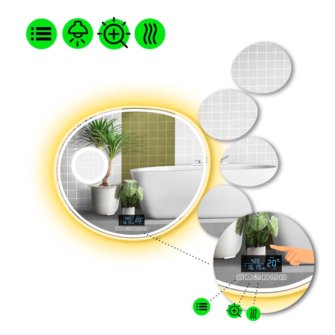 Зеркало с LED подсветкой Acqua 4 с Smart-блоком линзой с подсветкой и подогревом 120x120 см (Acqua4-45)