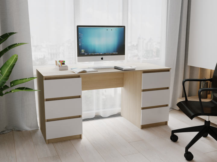 Комп'ютерний стіл КС-2 1600х755х600 мм Дуб Сонома/Білий (MPКС-2-2/1) Комп'ютерний стіл КС-2 1600х755х600 мм Дуб Сонома/Білий (MPКС-2-2/1)