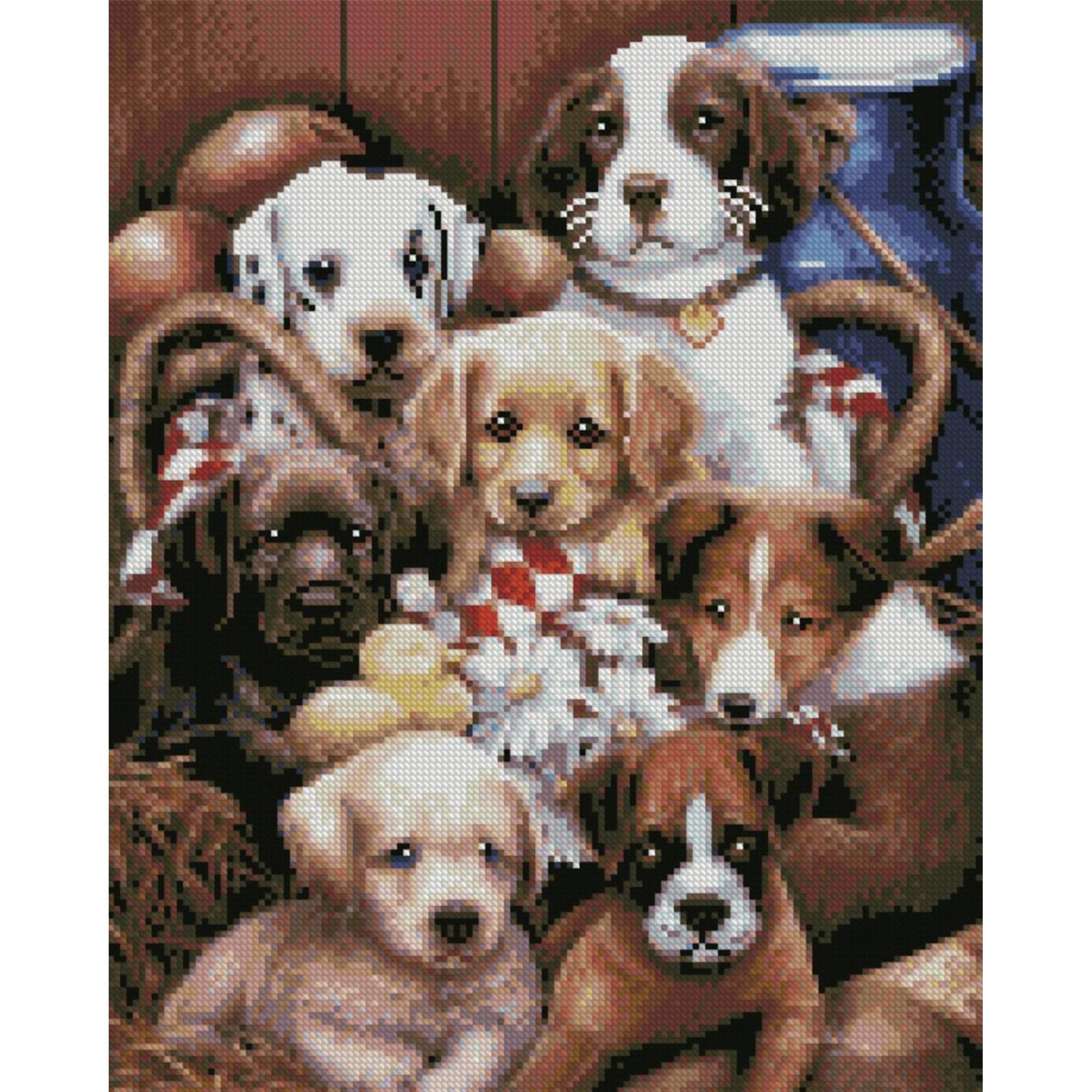 Алмазная мозаика Strateg Маленькие щенки 40х50 см (Str-FA40039)