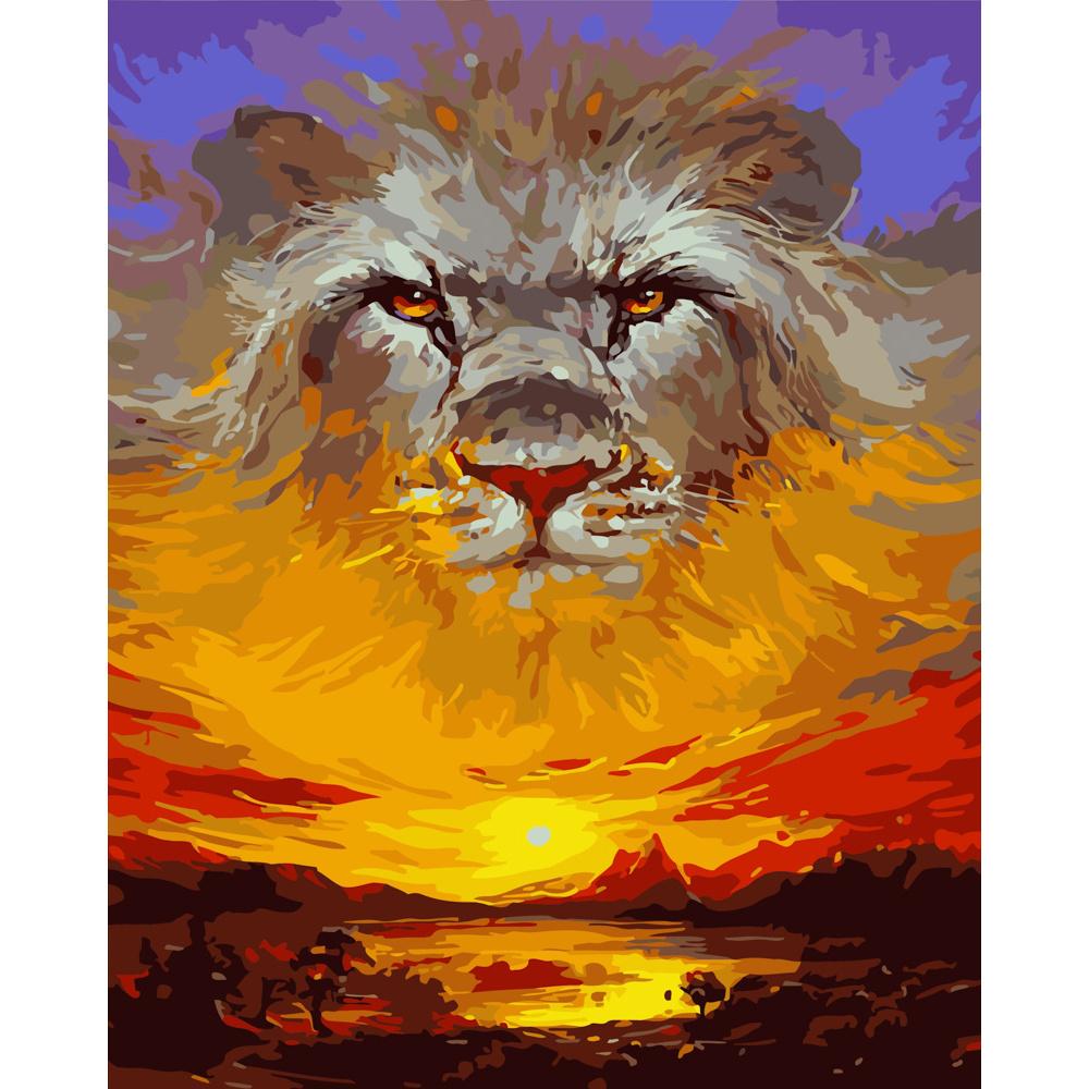 Картина за номерами Strateg Преміум Лев Аслан 40x50 см (GS376)