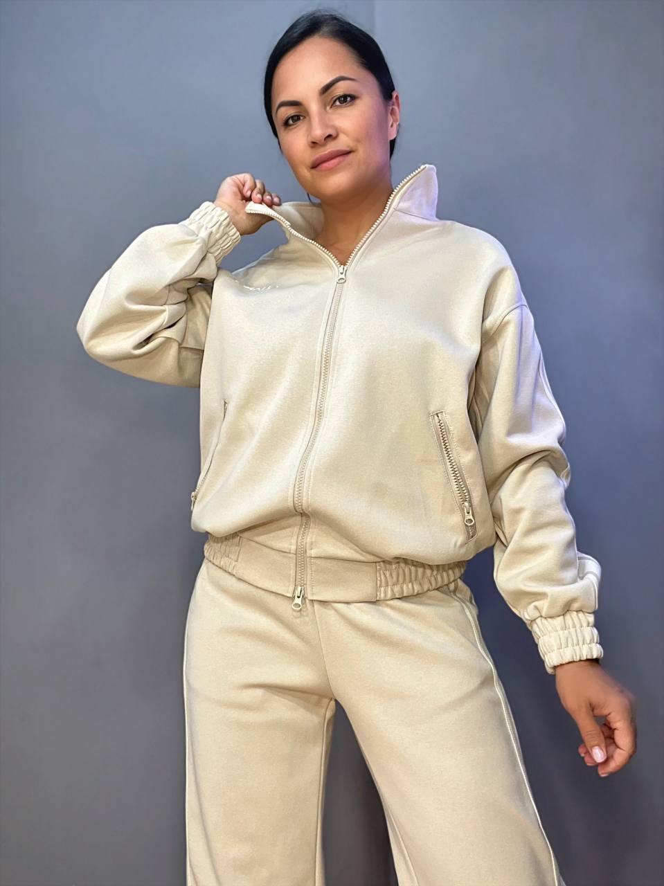 Костюм женский A-N 2738 свитшот и брюки с лампасом M Бежевый (2688) - фото 4 Костюм женский A-N 2738 свитшот и брюки с лампасом M Бежевый (2688) - фото 4
