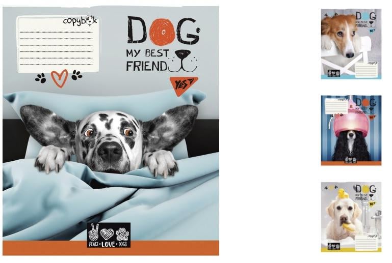 Зошити учнівські у клітинку YES Dog my best friend 18 арк. 25 шт. в уп. (MTT-148276)