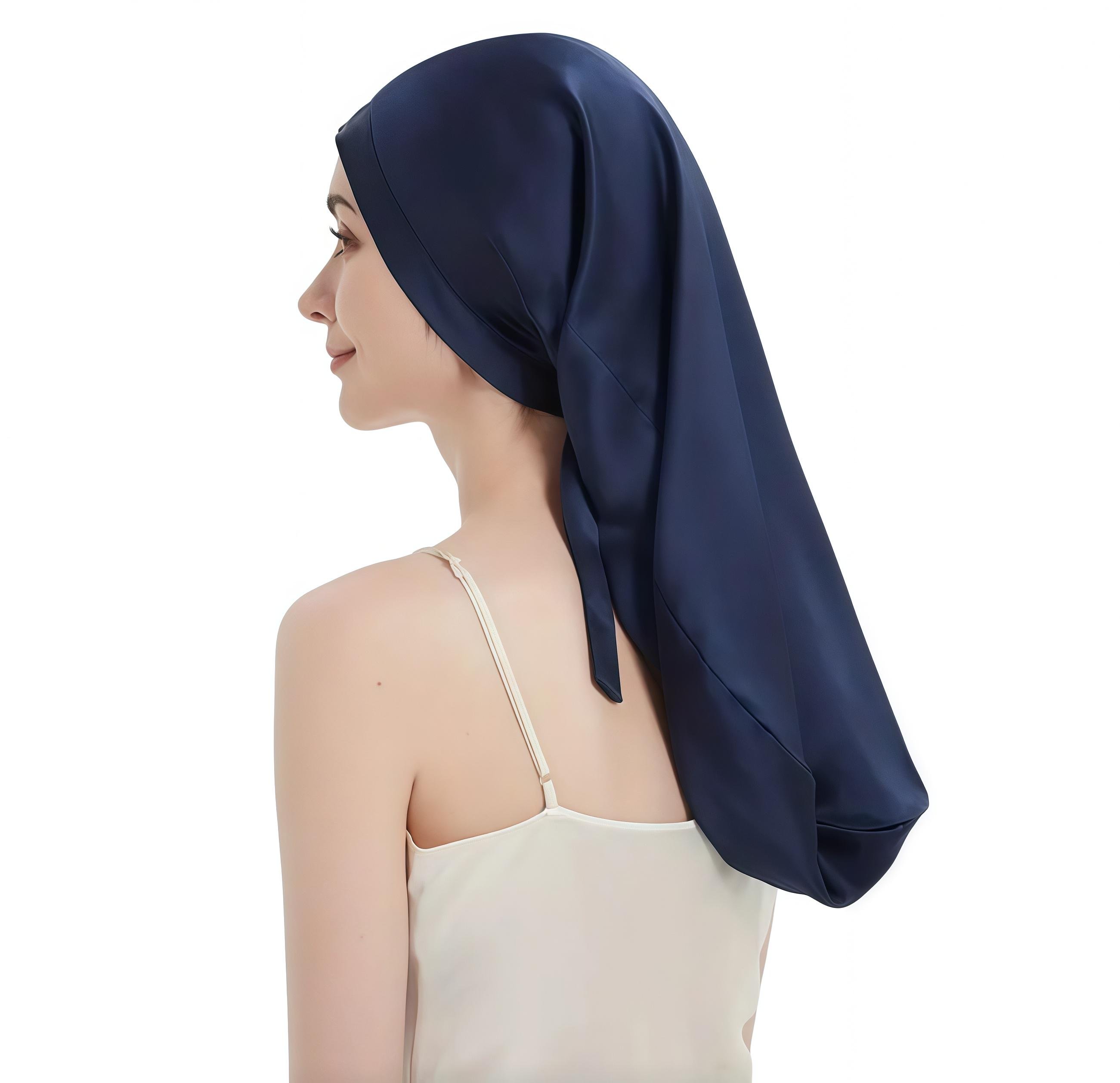 Шапочка ночная из шелка для защиты волос во время сна Синий (3644155)