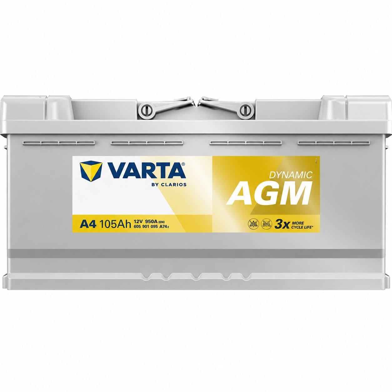 Акумулятор автомобільний Varta AGM A4 105 Ah 950A R+ 12V (3144384916) Акумулятор автомобільний Varta AGM A4 105 Ah 950A R+ 12V (3144384916)