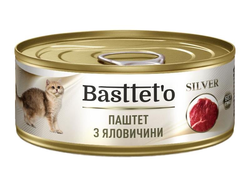 Корм для кошек влажный BasttetO Silver паштет с говядиной 85 г (Бт0050)