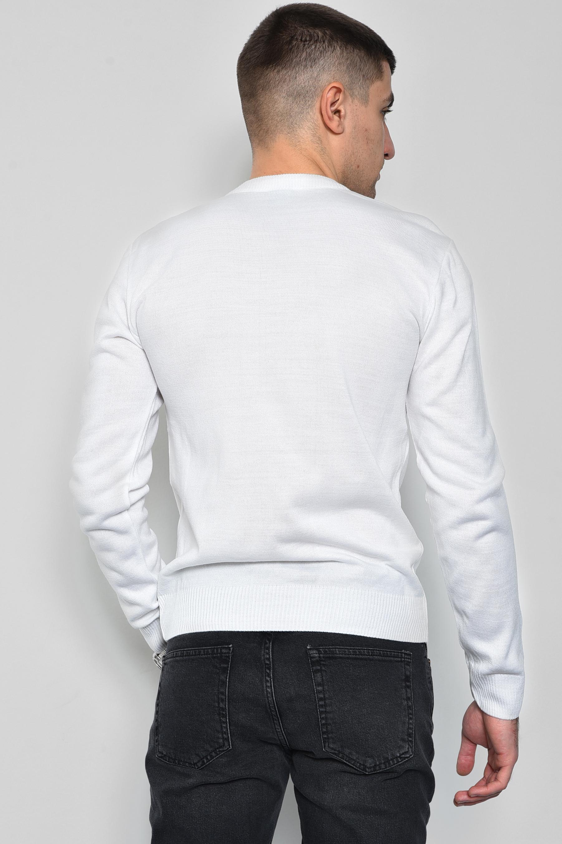 Светр чоловічий однотонний M Білий (172500) - фото 3 Светр чоловічий однотонний M Білий (172500) - фото 3