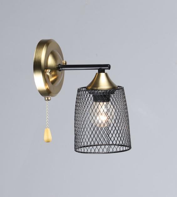 Бра настінне Valeso з плафоном-сіткою одинарне Е27 IP20 B A4437/1W BK+COP 60W Чорний/Мідний (28687994)