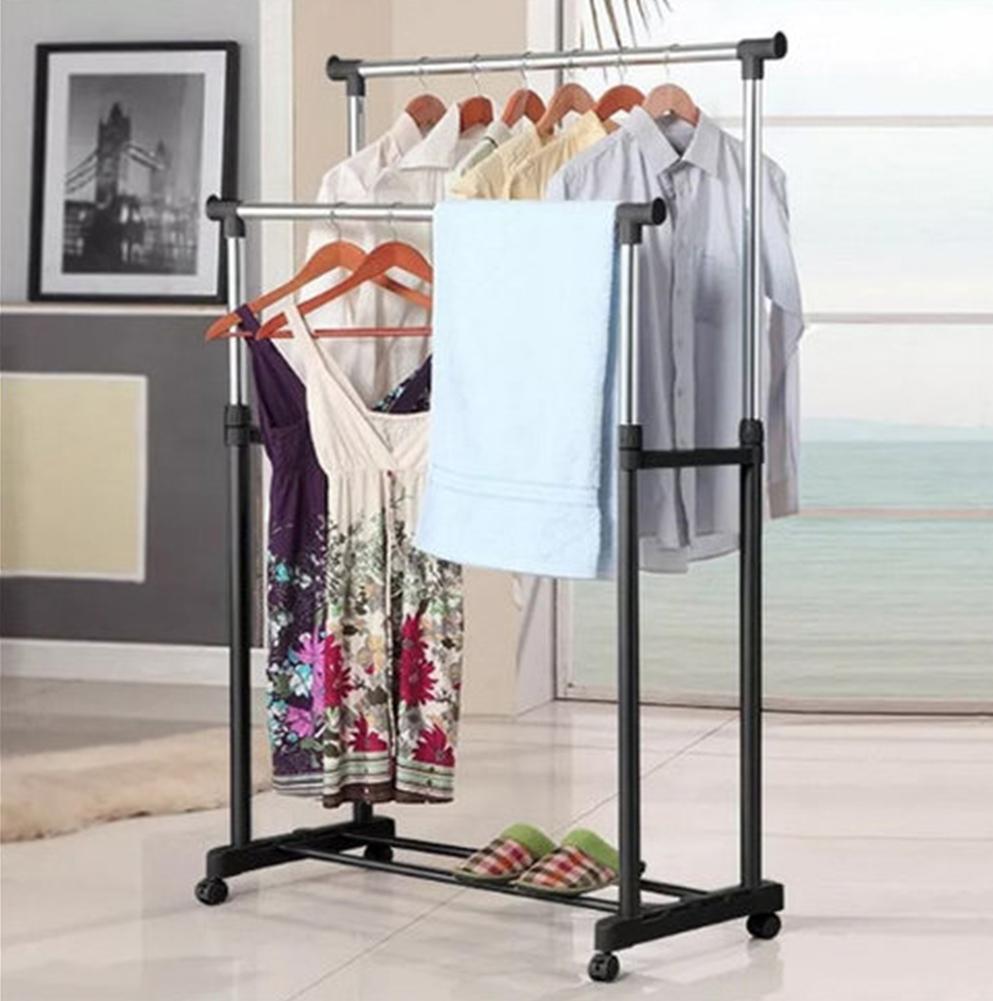 Стойка-вешалка для одежды Double Pole Clothes Horse 340 LR телескопическая - фото 3