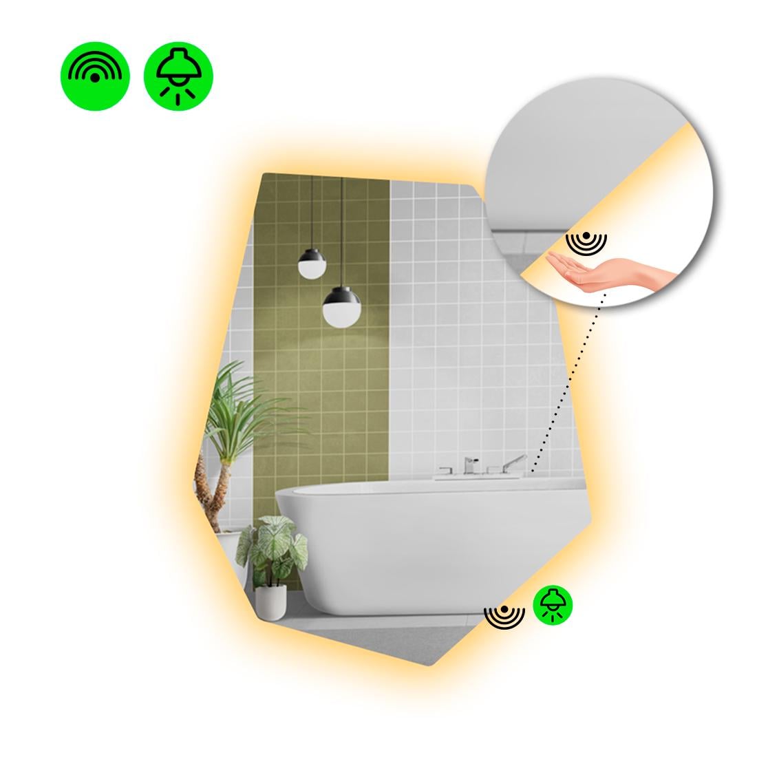 Зеркало с LED подсветкой Montagna 2 с ИК включателем 140x105 см (Montagna2-91)