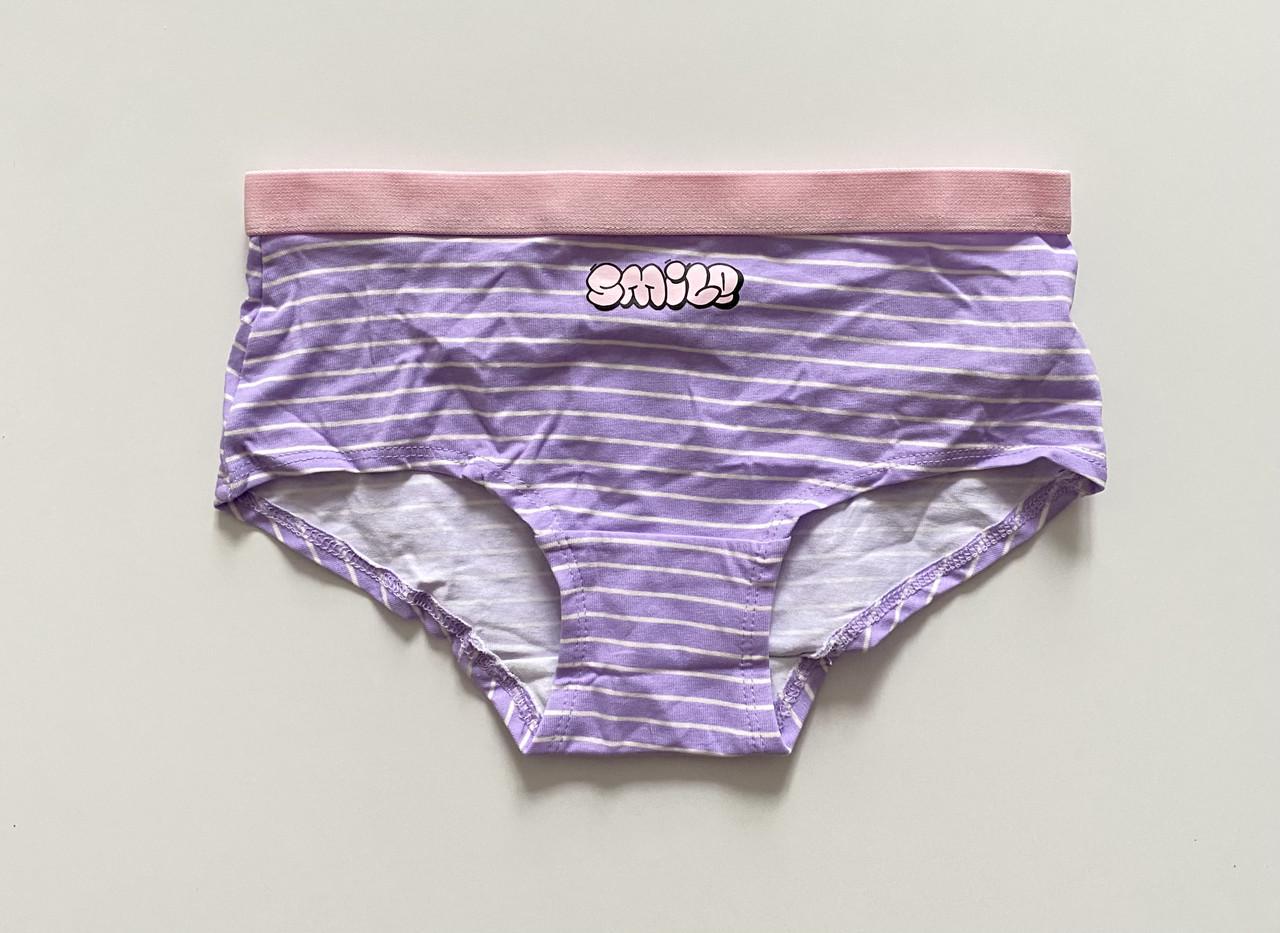 Труси-плавки на дівчинку в смужку з принтом Smile Primark 140 см на 9-10 років Фіолетовий (2619544036)