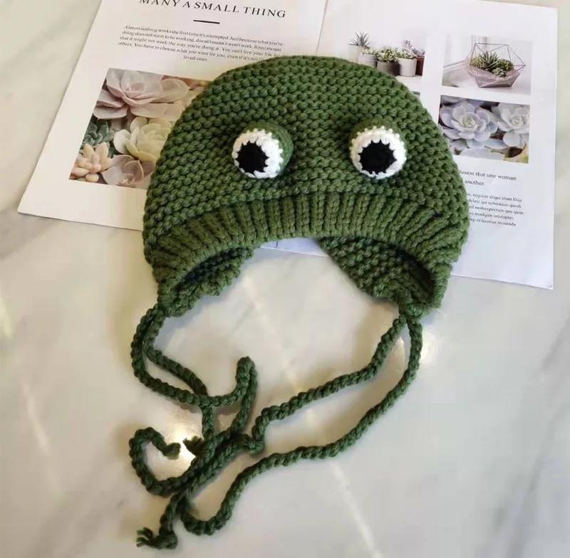 Шапка теплая вязаная Лягушонок унисекс - фото 6