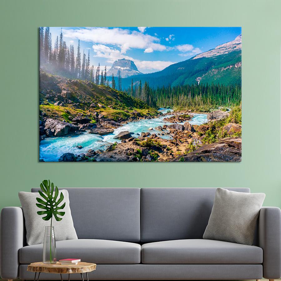 Картина природа Голубая горная река 80x54 см (A1098-1)